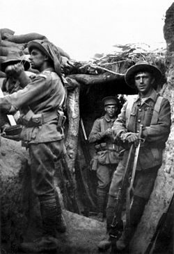 Aussies in a captured Turkish trench