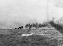 HMS Indefatigable sinks after exploding