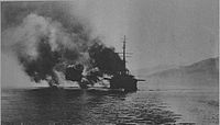 The French battleship Mirabeau bombarding Athens