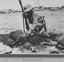 British soldier aiding Turks